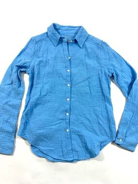 Lilly Pulitzer Geanie Button Front Shirt Frenchie Blue Muslin Gauze